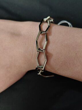 Calvin Klein Stainless Steel Abstract Link Bracelet 7" Modern Geometric